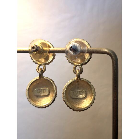 Vintage Ginnie Johansen GJD Designer Gold Tone Rope Dangle Pierced Earrings - Picture 3 of 4